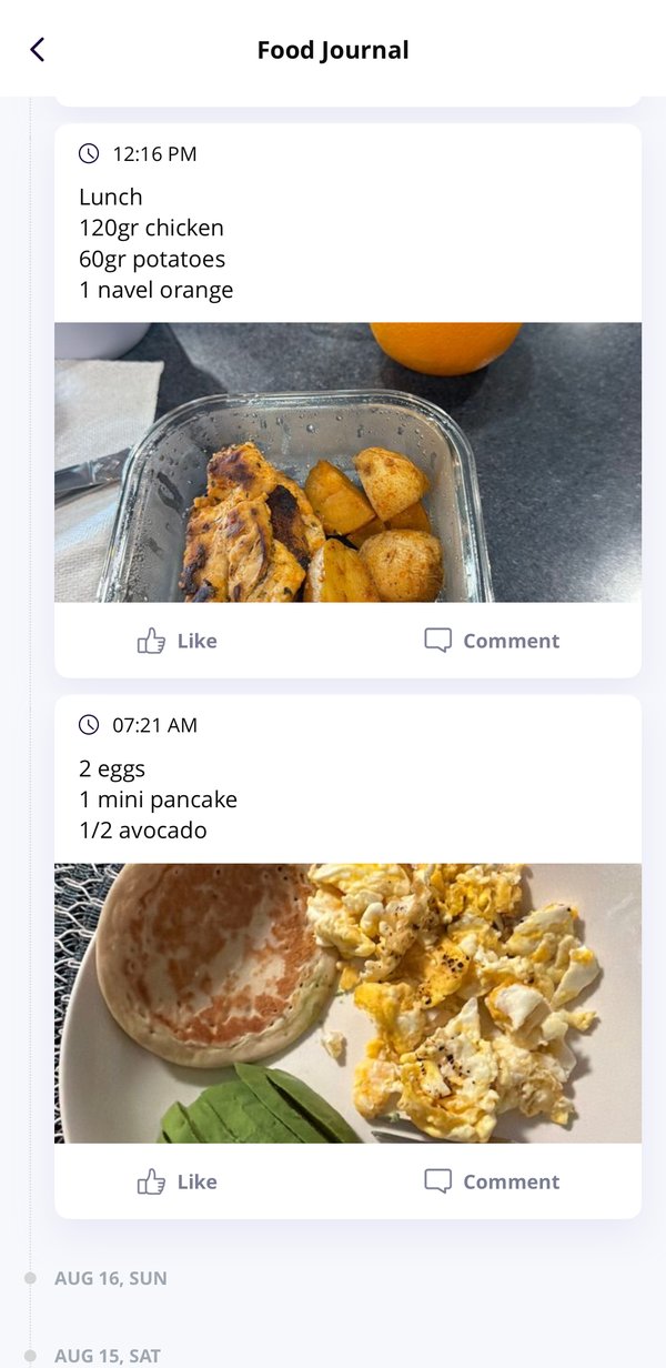Diario de comidas en la app del Reto Masivo