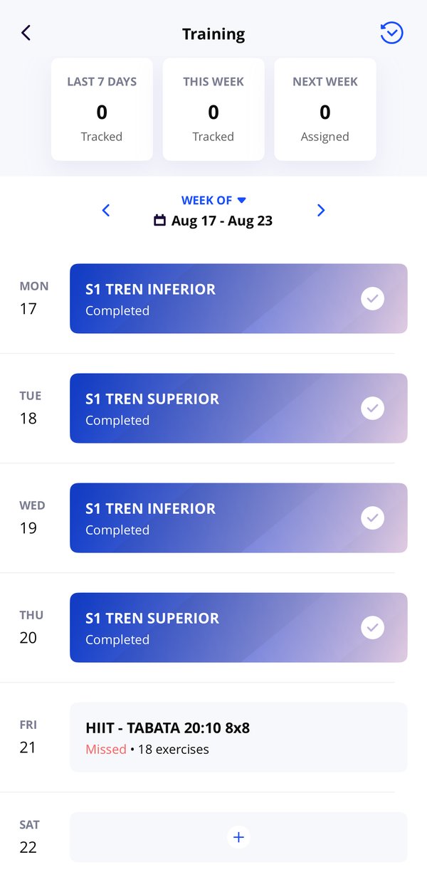 Rutinas de la semana en la app del Reto Masivo